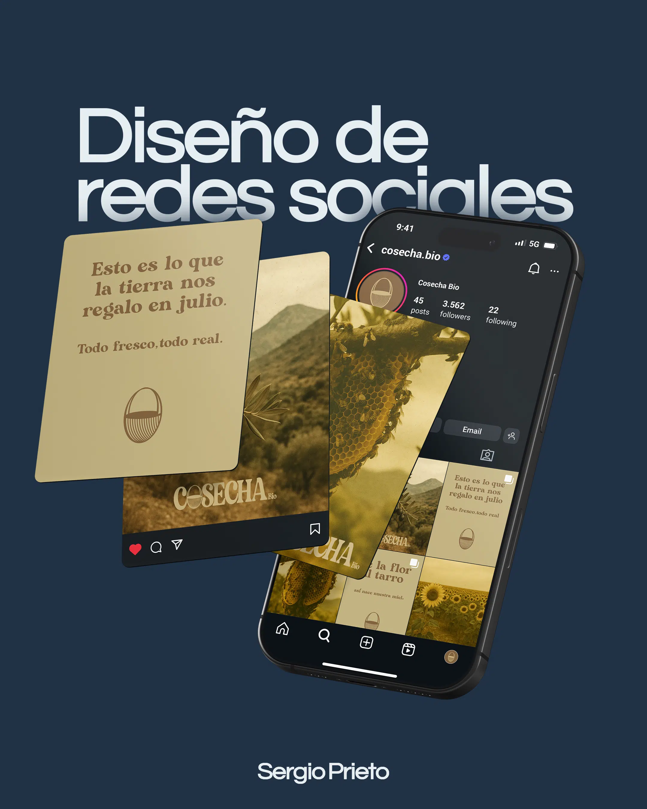 Diseño de contenidos para redes sociales, incluyendo plantillas y posts visuales